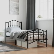 vidaXL Estrutura de cama com cabeceira e pés 75x190 cm metal preto