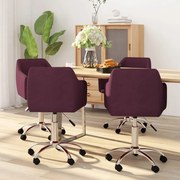 Cadeiras de jantar giratórias 4 pcs tecido roxo