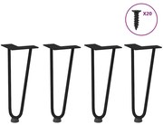 vidaXL Pernas de grampo para mesa de centro 4 peças pretas 30 cm aço maciço