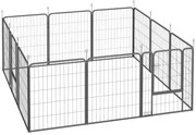 PawHut Parque para Cães de 12 Painéis 68x80 cm Parque Dobrável para Cães Médios com Portas Fecho e Estacas Preto | Aosom Portugal