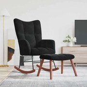 vidaXL Cadeira de baloiço com banco veludo preto