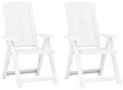 Cadeiras de jardim reclináveis 2 pcs plástico branco