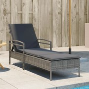 vidaXL Espreguiçadeira com almofadão 63x200x81 cm vime PE cinza