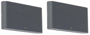 Conjunto de 2 Apliques de Parede Exterior Cinzento Escuro 17,5 cm com LED - Batt Moderno