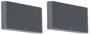 Conjunto de 2 Candeeiros de Parede Exteriores Cinzento Escuro 17,5 cm Incl. LED - Batt