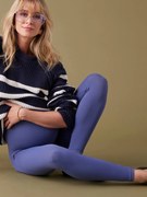 Agora -30%: Leggings para grávida, sem costuras, em malha canelada, da ENVIE DE FRAISE azul-índigo