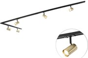LED Sistema de calhas inteligente preto com dourado monofásico 5 luzes incl. Wifi GU10 - Jeana Moderno