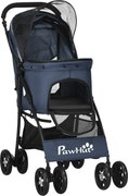 PawHut carrinho para cães dobrável, 1 cesto, 1 almofada, 1 bolso lateral, 81 cm x 48 cm x 99 cm, Cinza | Aosom Portugal