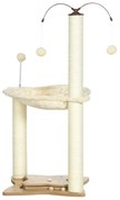 PawHut Árvore Arranhador para Gatos com Rede Postes de Sisal com Bolas Suspensas Giratórias e Múltiplos Jogos 53,5x53,5x90cm Bege