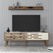 Unidade de TV Valensiya – Nogueira e Creme – 140 cm x 35 cm x 45 cm