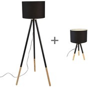 Conjunto de candeeiro de mesa e de pé com abajur preto - Pip