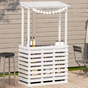 vidaXL Mesa de bar para exterior com telhado madeira maciça branco