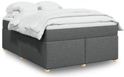 vidaXL Cama com molas/colchão 140x200 cm tecido cinzento-escuro