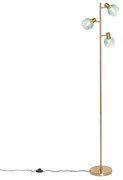 Candeeiro de pé Art Deco dourado com vidro verde 3 luzes - Vidro Art Deco