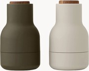 Moinhos de sal e pimenta pequenos com tampa em madeira de nogueira Bottle Grinder, conjunto de 2