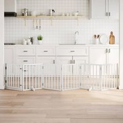 vidaXL Portão p/ cães com porta dobrável 6 painéis 300 cm álamo branco