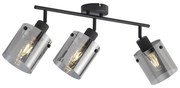 Foco de teto de design preto com vidro fumê 3 luzes - Domo