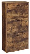 Sapateira VASAGLE com 3 portas basculantes, armário de madeira com 3 níveis, ideal para entradas estreitas, corredores, salas de estar, quartos, 60 x 24 x 120 cm (C x L x A), marrom rústico LBC030X01