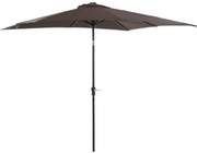 Outsunny Chapéu de Sol com Luzes LED 268x205x248 cm Chapéu de Sol de Jardim Inclinável até 45° e Abertura a Manivela Marrom