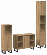 vidaXL Conjunto de Móveis para Banheiro com porta 3 pcs Castanho