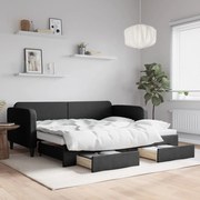 vidaXL Sofá-cama com gavetão e gavetas 90x200 cm tecido preto