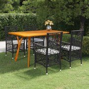 5 pcs conjunto de jantar para jardim castanho