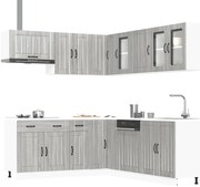 vidaXL 11 peças armário de cozinha conjunto Lucca cinza sonoma