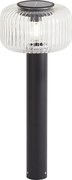 Balizador moderno para exterior preto com vidro canelado incluindo LED Solar IP65 - Ribble Mushroom