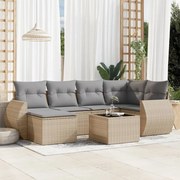 vidaXL 7 pcs conjunto de sofás p/ jardim com almofadões vime PE bege