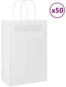 vidaXL Sacos de papel 50 unid com alças branco 21x11x31 cm