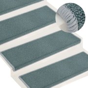 vidaXL Tapetes de escada 15 peças 65x21x4 cm azul-marinho com borda retangular