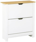HOMCOM Sapateira Branca Estreita Armário para Sapatos com 2 Gavetas Basculantes para 12 Pares de Sapatos 72x26x80 cm Branco | Aosom Portugal