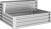Outsunny Caixa de Cultivo de 2 Níveis em Aço Galvanizado com Design em Escada e Fundo Aberto  120x101x58 cm Prata | Aosom Portugal