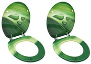 vidaXL Assentos sanita com tampas 2 pcs MDF design gotas água verde