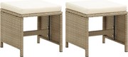vidaXL Bancos de jardim 2 pcs com almofadões em vime PE bege