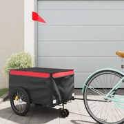 vidaXL Reboque para bicicleta 30 kg ferro preto e vermelho