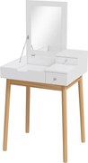 HOMCOM Penteadeira com espelho mesa de maquilhagem estilo moderno - 2 gavetas, espelho rebatível para quarto, sala, 60 x 50 x 85,5 cm branco | Aosom Portugal