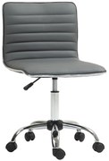 HOMCOM Cadeira de Escritório sem Apoio para os Braços Cadeira de Escritório Giratória com Altura Ajustável 48x52x78-90 cm Cinza | Aosom Portugal