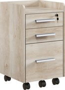 HOMCOM Gaveteiro de Escritório para Arrumação com Rodas 3 Gavetas 1 Trancável 1 Organizador de Arquivos Cor Carvalho | Aosom Portugal