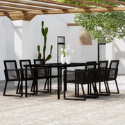 vidaXL 7 pcs conjunto de jantar para jardim preto
