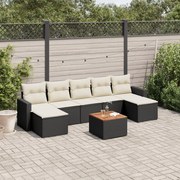 vidaXL 8 pcs conjunto sofás de jardim com almofadões vime PE preto