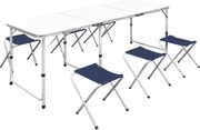 vidaXL Conj. mesa campismo dobrável c/ 6 bancos altura ajust. 180x60cm