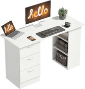 HOMCOM Mesa de Computador de Mesa para Casa Escritório 3 Gavetas 3 Prateleiras Móveis de Escritório 120x49x72 cm | Aosom Portugal