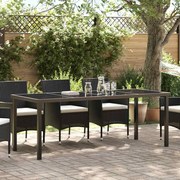 vidaXL Mesa de Jardim Preta 200x80x73 cm com Vidro Temperado