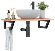 vidaXL Prateleira de parede p/ lavatório aço/madeira carvalho maciça
