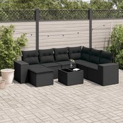 vidaXL 8 pcs conjunto sofás de jardim com almofadões vime PE preto