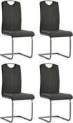vidaXL Cadeiras de jantar cantilever 4 pcs couro artificial cinzento