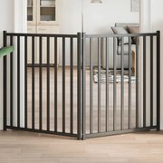 vidaXL Portão p/ cães dobrável 2 painéis 160 cm abeto maciço preto