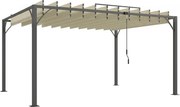 Outsunny Pérgola 390x2 para Jardim com Desenho de Lâminas Superiores Giratórias até 135° Proteção UV50+ para Pátio Terraço Creme | Aosom Portugal