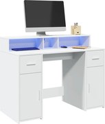 vidaXL Secretária c/ luzes LED 120x55x91cm derivados de madeira branco